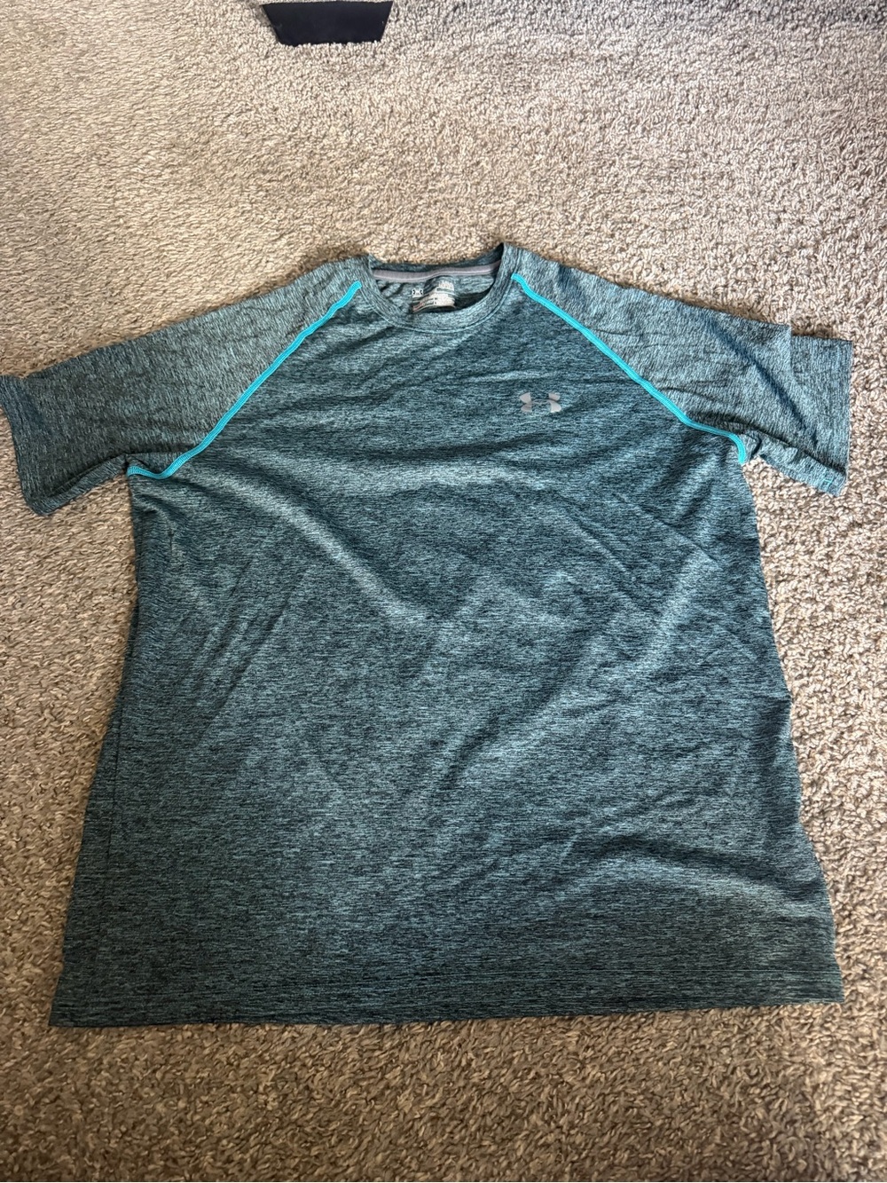 Under Armour Teal Heather Short Sleeve Performance Tee with Aqua Piping